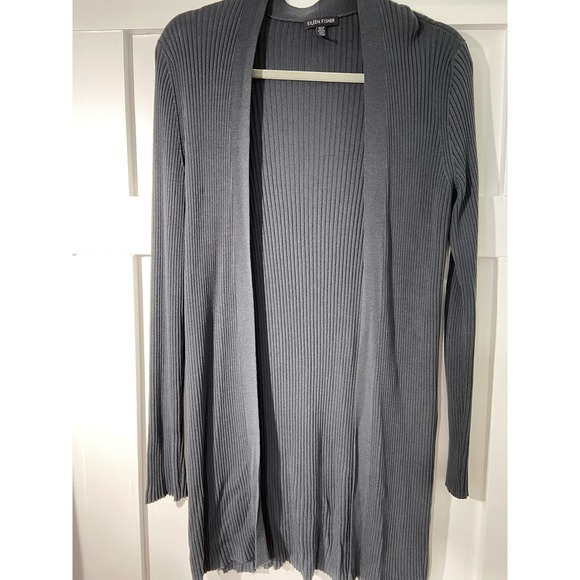 Eileen Fisher Sleek Tencel Lyocell Rib Long Cardigan size small * wom266 - Picture 11 of 12